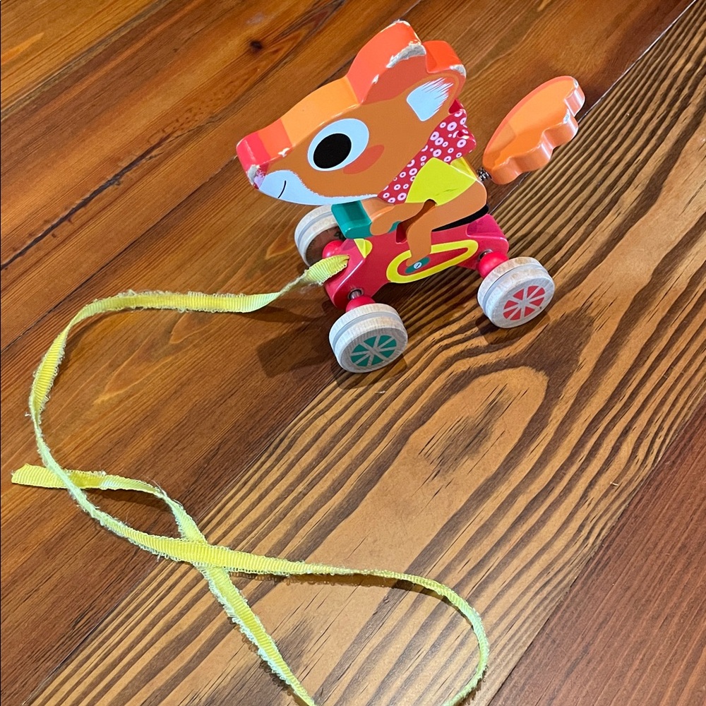 DJECO | Colorful Wooden Pull Fox Toy by Djeco
